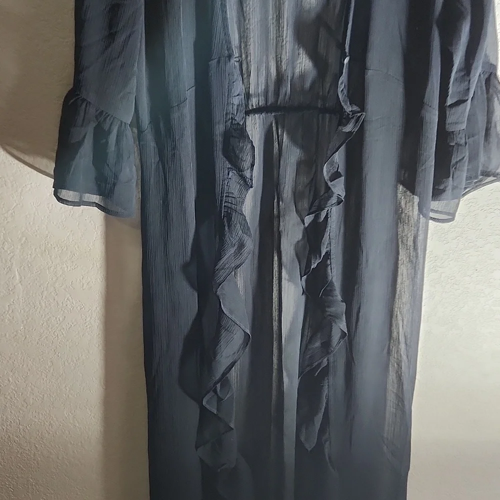 New York & Company long duster sheer duster button Medium New black Swim